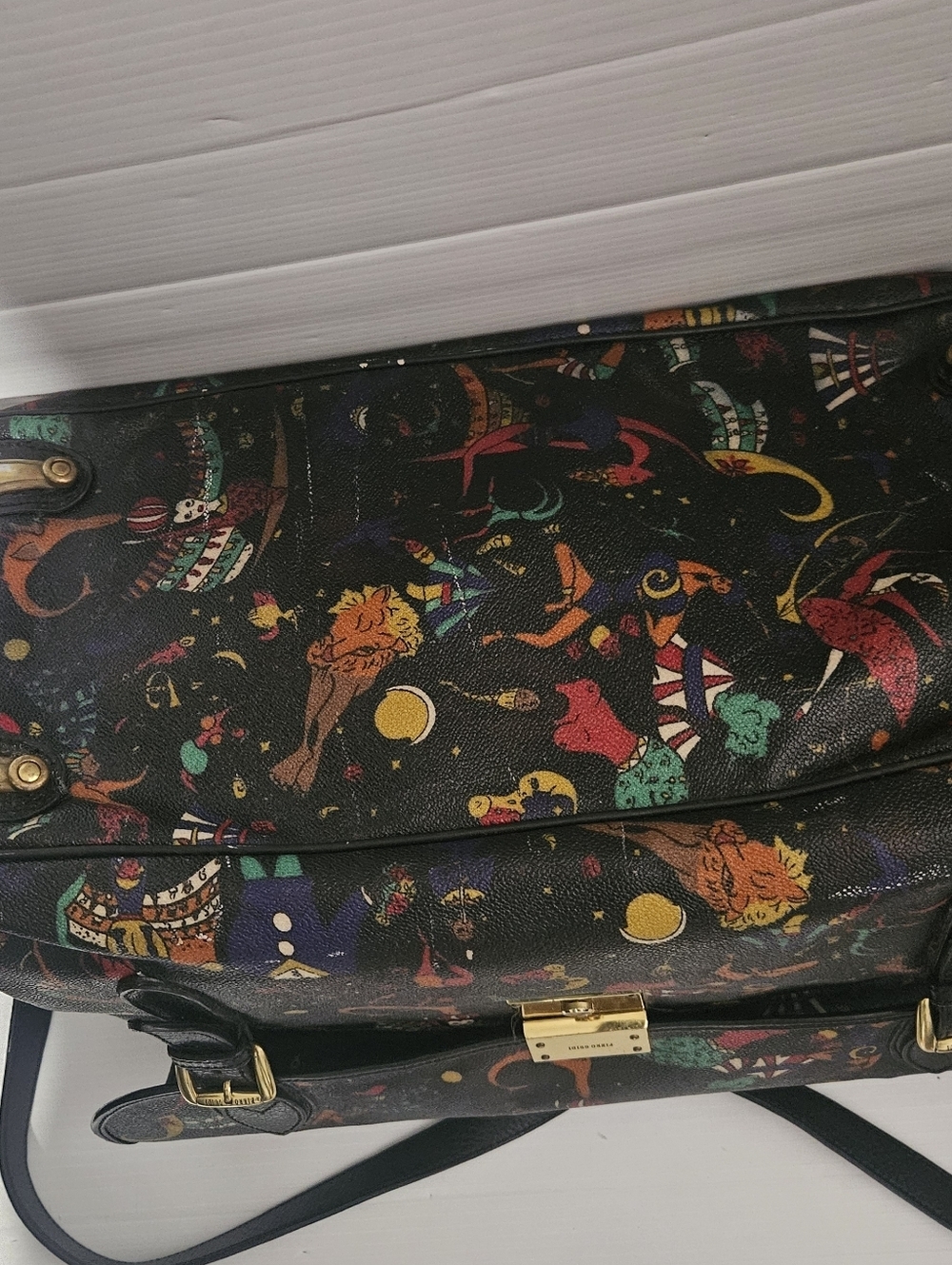 Piero Guidi Magic Circus Multicolor Crossbody Briefcase Bag Italy 18x11x8 - Picture 7 of 16